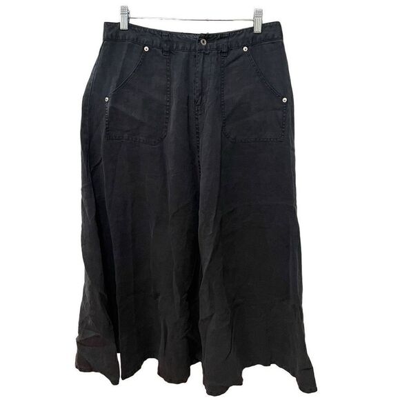 Sundance Skirt Womens 10 Linen Maxi Washed Black Gorpcore Prairie Boho FLAWED - Picture 1 of 11